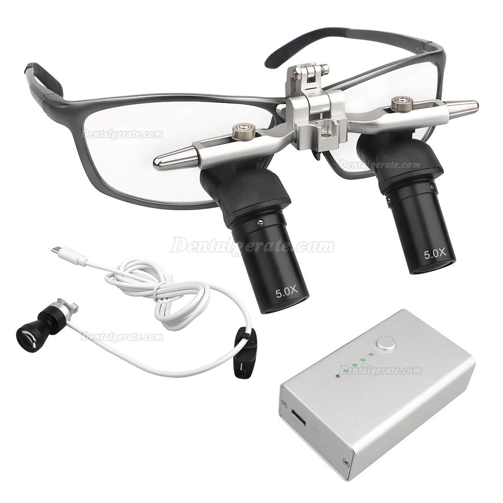 5,0-fach Dental Flip-up Ergonomic Lupenbrille mit Einstellbarem Pupillenabstand und 5 W LED-Licht